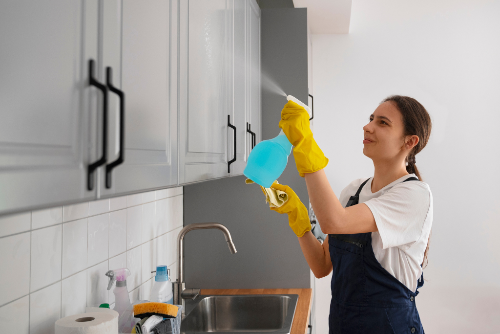 Kitchen cabinet exterior cleaning